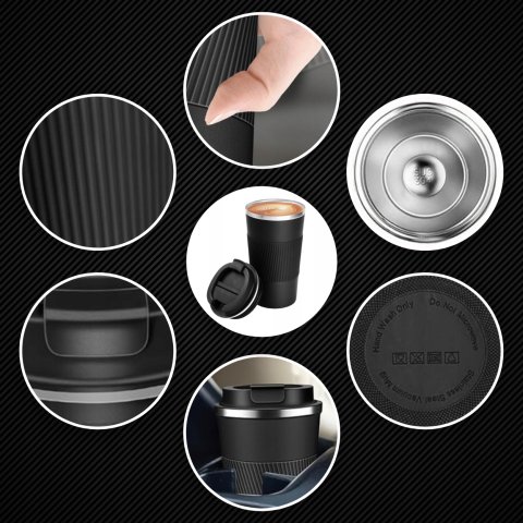 Ale Hity | KUBEK TERMICZNY USTNIK TERMOS na herbatę kawę DO SAMOCHODU ANTYPOŚLIZGOWY