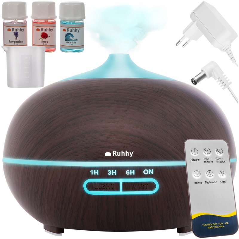 Nawilżacz Powietrza Dyfuzor Zapachowy Aromaterapia Lampka Jonizator + Pilot