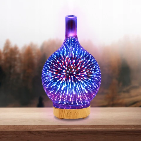 NAWILŻACZ POWIETRZA DYFUZOR ZAPACHOWY AROMATERAPIA JONIZATOR LAMPKA NOCNA, Kolor dominujący srebrny