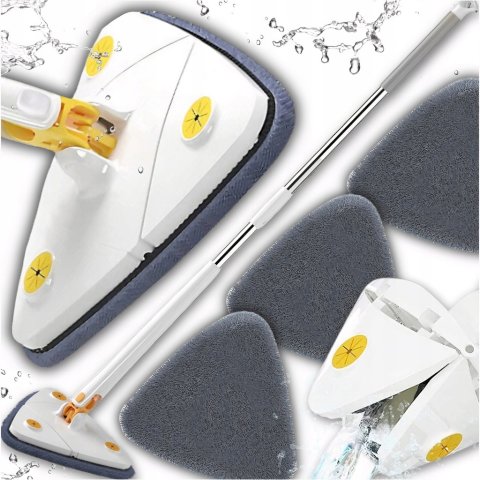 MOP obrotowy ROTACYJNY 360 SPIN AUTOMATYCZNY WYCISKACZ 1,3m + 3x NAKŁADKI, Model Mop trójkątny + 3 wkłady