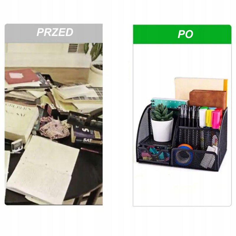 PRZYBORNIK NA BIURKO ORGANIZER NA KREDKI POJEMNIK, Przeznaczenie na długopisy | na karteczki