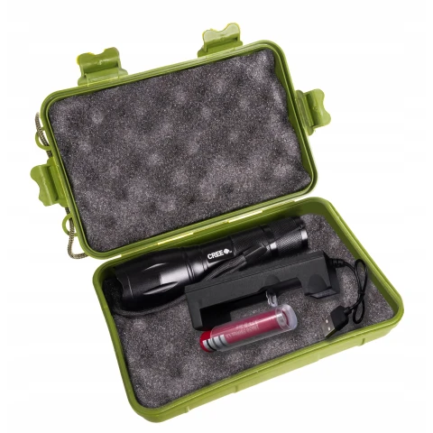 Latarka Taktyczna LED Cree Mocna T6 ZOOM USB Etui, Klasa wodoszczelności IPX 0 (brak)