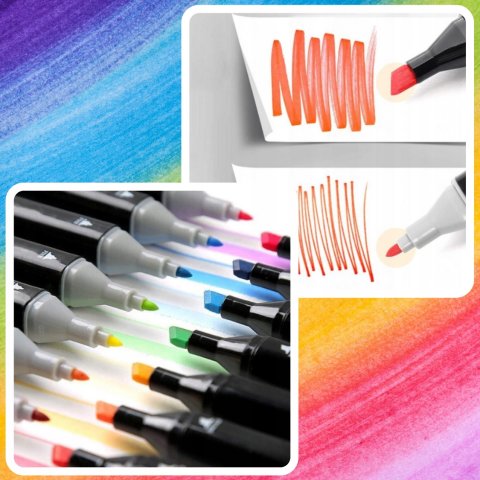 Ale Hity | MARKERY ALKOHOLOWE 80 SZT Flamastry Mazaki Pisaki Dwustronne Pro + TORBA