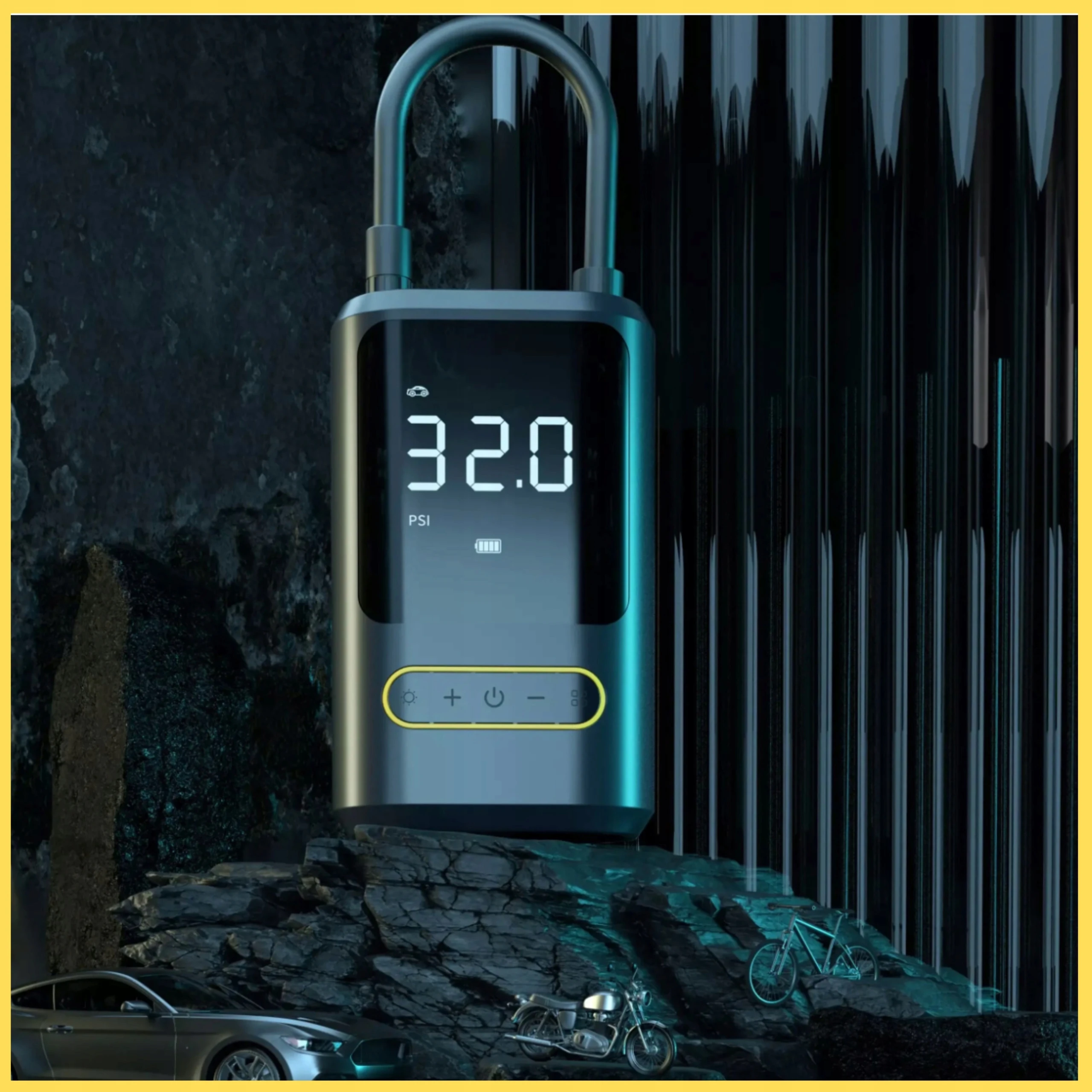 KOMPRESOR AKUMULATOROWY SAMOCHODOWY BEZPRZEWODOWY pompka + POWERBANK LED, Waga produktu z opakowaniem jednostkowym 2 kg