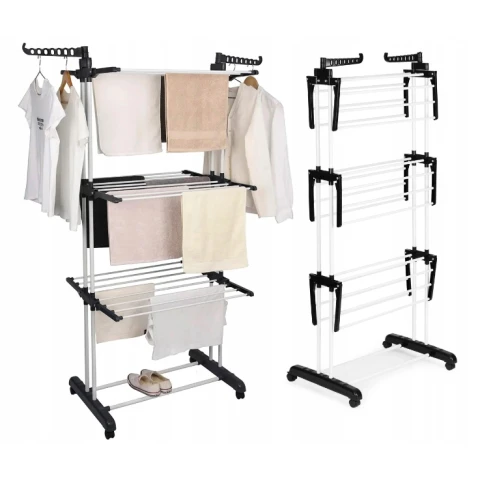 DUŻA SUSZARKA NA PRANIE I BIELIZNĘ SKŁADANA XXL 50 KG WOLNOSTOJĄCA CZARNA