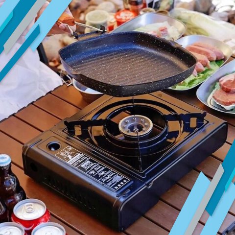 KUCHENKA GAZOWA TURYSTYCZNA PRZENOŚNA 2w1 + 4x GAZ WALIZKA ADAPTER NA BUTLE, Waga 1.5 kg