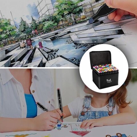 Ale Hity | MARKERY ALKOHOLOWE 120 SZT Flamastry Mazaki Pisaki Dwustronne Pro + TORBA