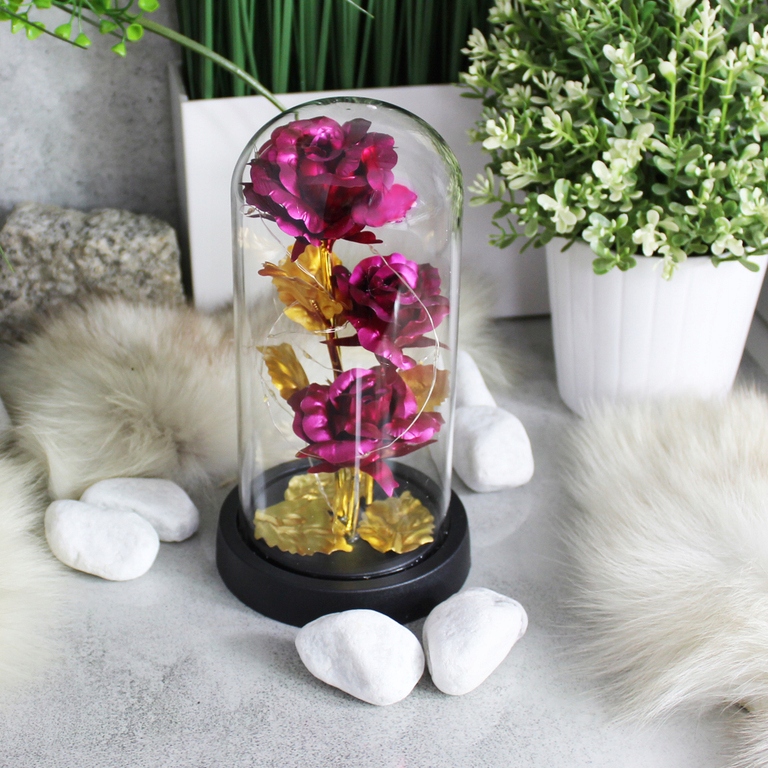 Ale Hity | WIECZNA RÓŻA W SZKLE LED ŚWIECĄCA WALENTYNKI PUDEŁKO PREZENT DZIEŃ KOBIET