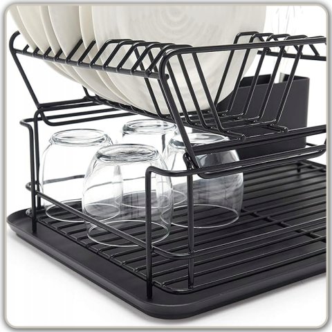 SUSZARKA DO NACZYŃ DWUPOZIOMOWA OCIEKACZ TALERZE + POJEMNIK NA SZCZTUĆCE, Stan opakowania oryginalne