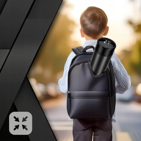 KUBEK TERMICZNY TERMOS BIDON NA KAWĘ HERBATĘ LED 500ML DUŻY SZCZELNY SMART, Kolor dominujący czarny