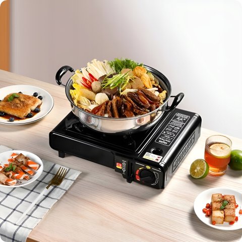 KUCHENKA GAZOWA TURYSTYCZNA PRZENOŚNA 2w1 + 4x GAZ WALIZKA ADAPTER NA BUTLE, Moc 2500 W