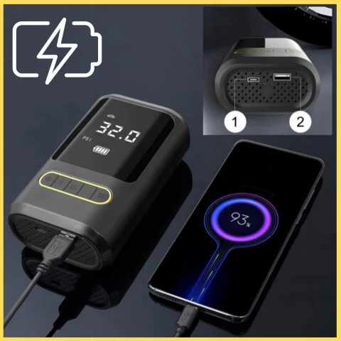 Ale Hity | KOMPRESOR AKUMULATOROWY SAMOCHODOWY BEZPRZEWODOWY pompka + POWERBANK LED