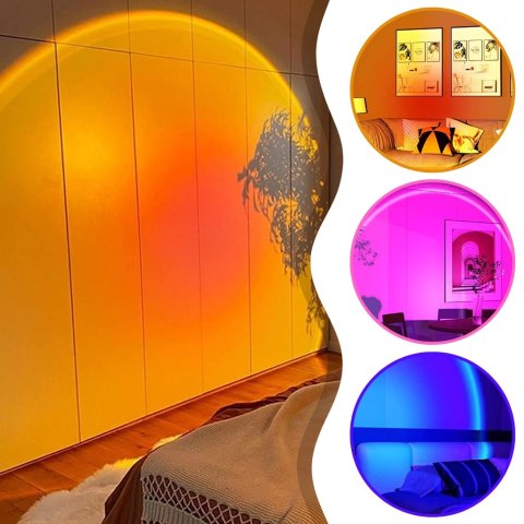Ale Hity | LAMPA ZACHÓD SŁOŃCA WSCHÓD IMITUJACA SŁOŃCE LAMPKA SUNSET LAMP PROJEKTOR