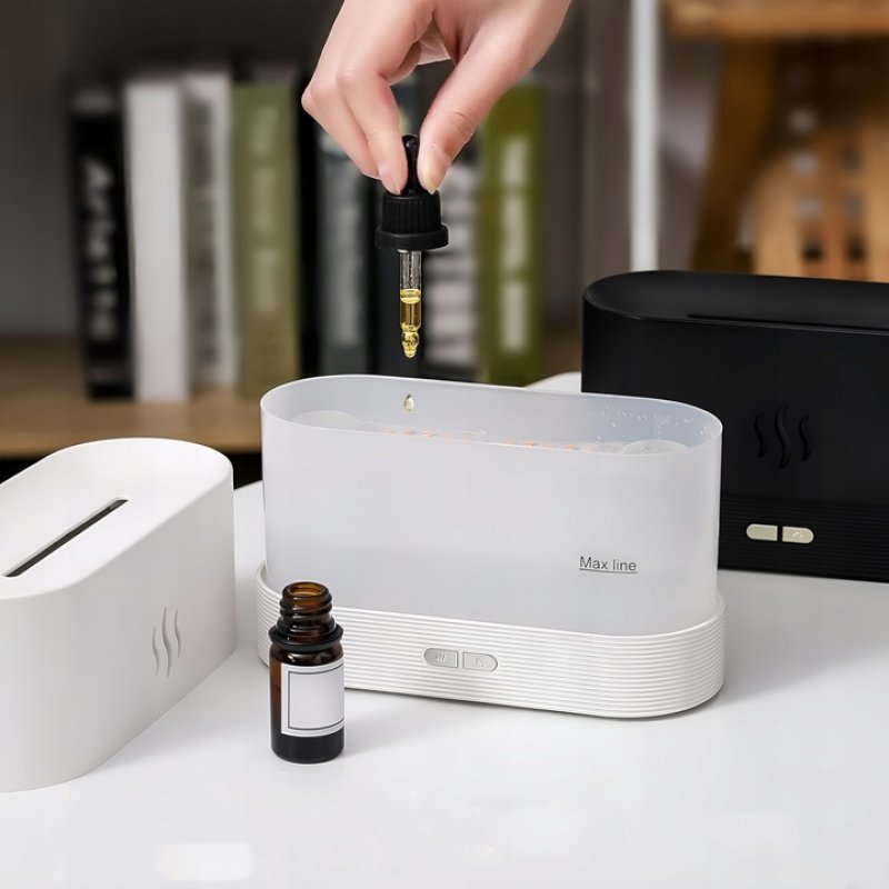 NAWILŻACZ POWIETRZA EFEKT OGNIA PŁOMIEŃ DYFUZOR ZAPACHOWY LED AROMATERAPIA, Wydajność 15 ml/h