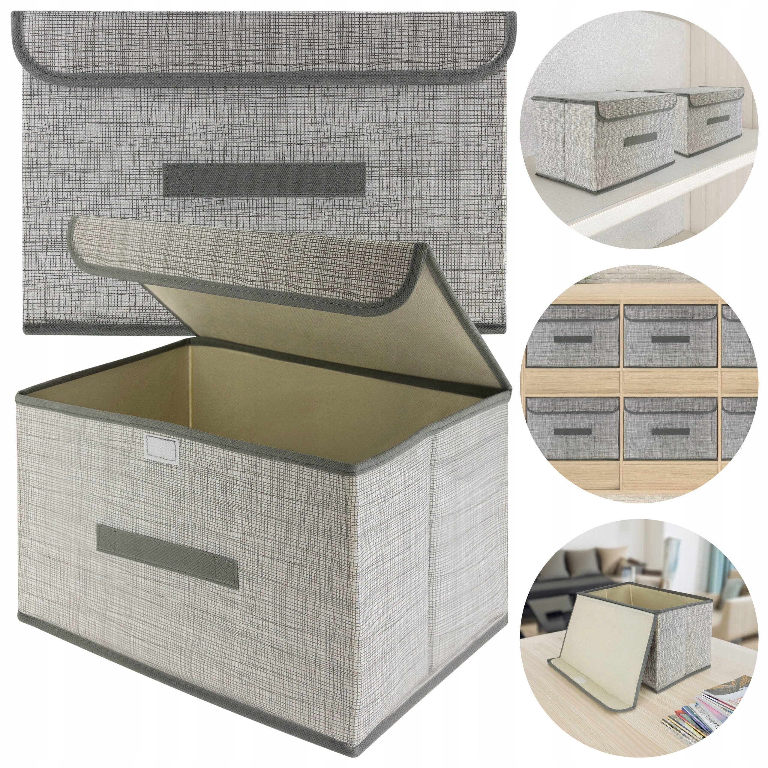 PUDEŁKO ORGANIZER SKŁADANY NA UBRANIA ZABAWKI DROBIAZGI 40x25x25 CM, Informacje dodatkowe z pokrywką