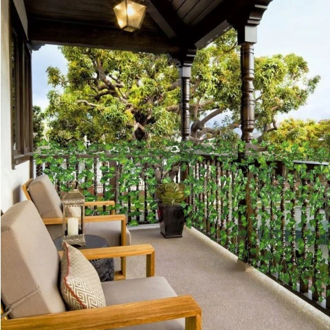 Ale Hity | SZTUCZNY BLUSZCZ x 12 SZTUK Na Ścianę Balkon Girlanda Sztuczne Liście 25 M