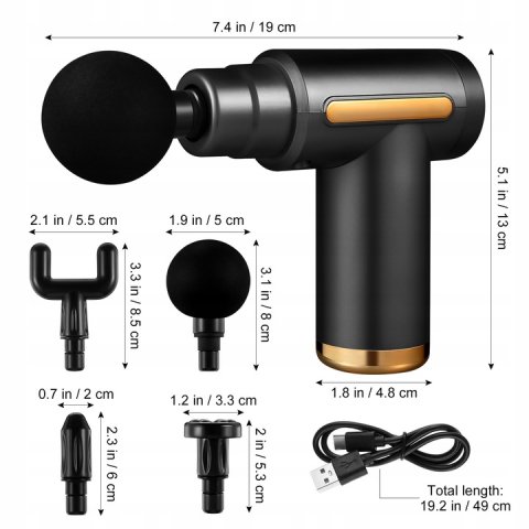 PISTOLET DO MASAŻU MASAŻER DO PLECÓW STÓP KARKU CIAŁA SZYJI massage gun, Zasilanie akumulatorowe