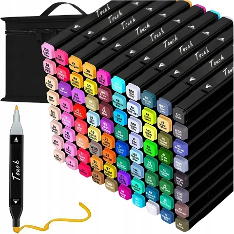 MARKERY ALKOHOLOWE 80 SZT Flamastry Mazaki Pisaki Dwustronne Pro + TORBA