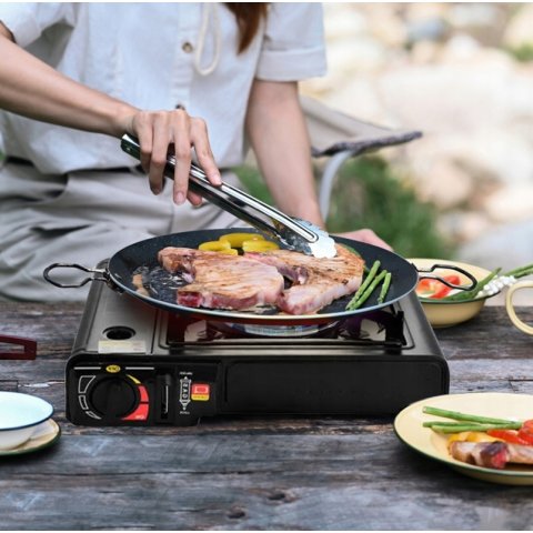 KUCHENKA GAZOWA TURYSTYCZNA PRZENOŚNA 2w1 + 4x GAZ WALIZKA ADAPTER NA BUTLE, Głębokość produktu 25 cm