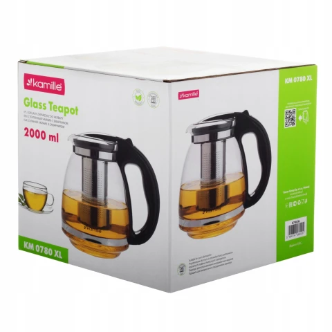 ZAPARZACZ SZKLANY DZBANEK DO HERBATY ŻAROODPORNY ZIÓŁ duży 2l KAMILLE, Przeznaczenie Do herbaty