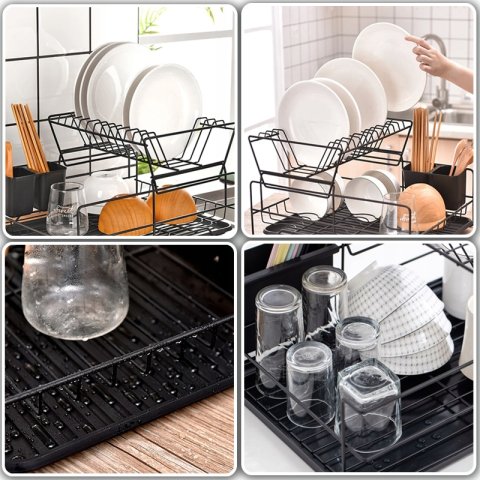 SUSZARKA DO NACZYŃ DWUPOZIOMOWA OCIEKACZ TALERZE + POJEMNIK NA SZCZTUĆCE, Typ dwupoziomowa