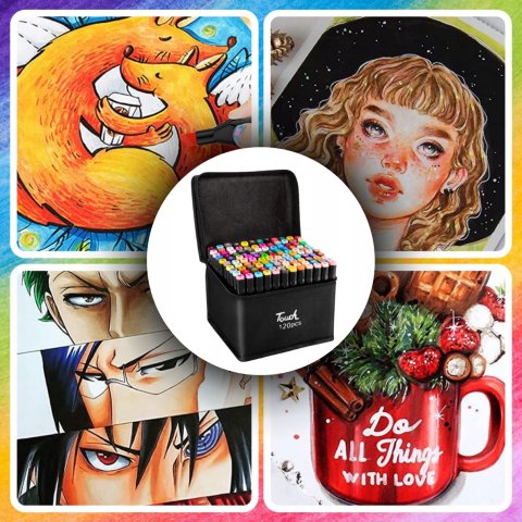 Ale Hity | MARKERY ALKOHOLOWE 120 SZT Flamastry Mazaki Pisaki Dwustronne Pro + TORBA