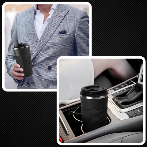 Ale Hity | KUBEK TERMICZNY USTNIK TERMOS na herbatę kawę DO SAMOCHODU ANTYPOŚLIZGOWY