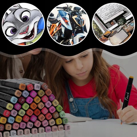 Ale Hity | MARKERY ALKOHOLOWE 120 SZT Flamastry Mazaki Pisaki Dwustronne Pro + TORBA