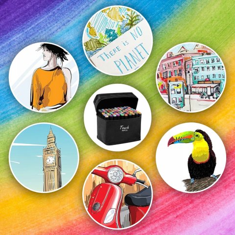 Ale Hity | MARKERY ALKOHOLOWE 80 SZT Flamastry Mazaki Pisaki Dwustronne Pro + TORBA