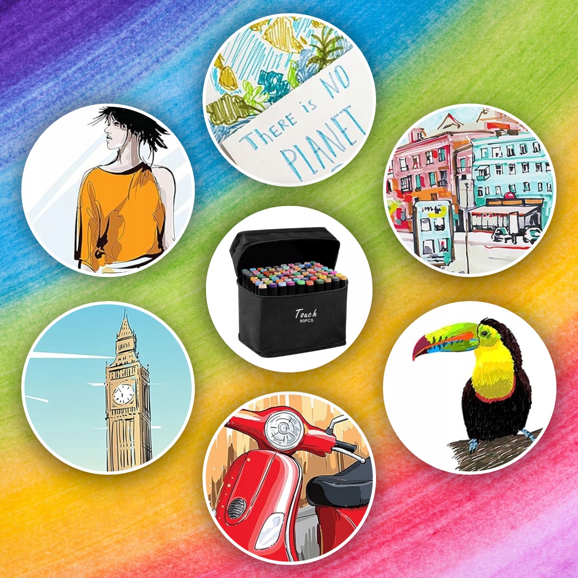 Ale Hity | MARKERY ALKOHOLOWE 80 SZT Flamastry Mazaki Pisaki Dwustronne Pro + TORBA