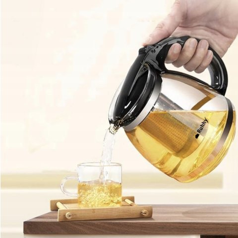 Dzbanek z Zaparzaczem do Herbaty Szklany Ziół Duży Zaparzacz Wkład 2000ml, Pojemność 2000 ml