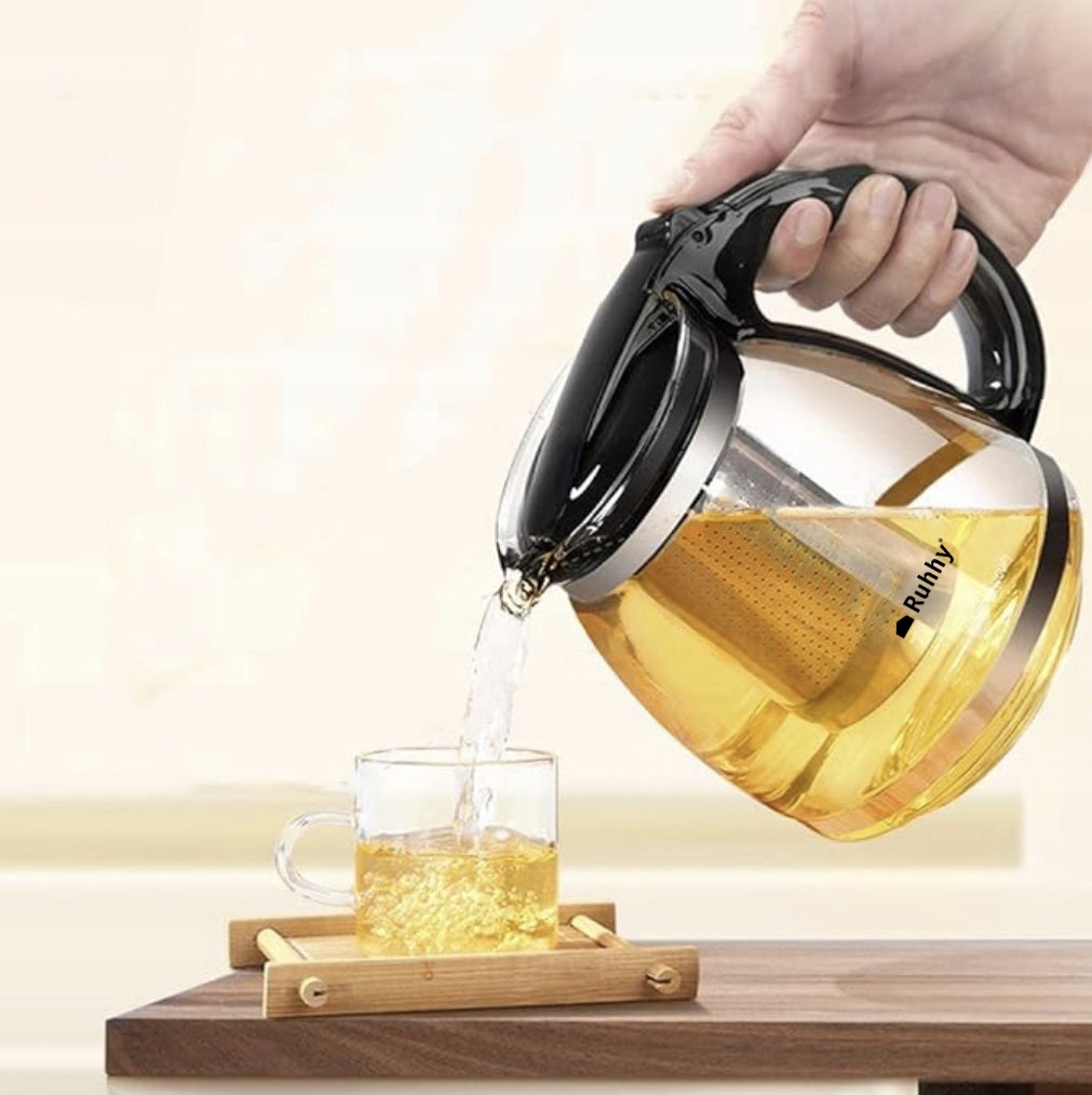 Dzbanek z Zaparzaczem do Herbaty Szklany Ziół Duży Zaparzacz Wkład 2000ml, Pojemność 2000 ml
