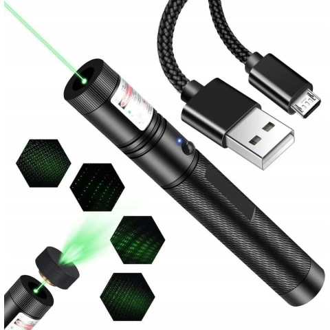 WSKAŹNIK LASEROWY ZIELONY 303 PRO -- ŁADOWANIE USB -- + KABEL MICRO USB