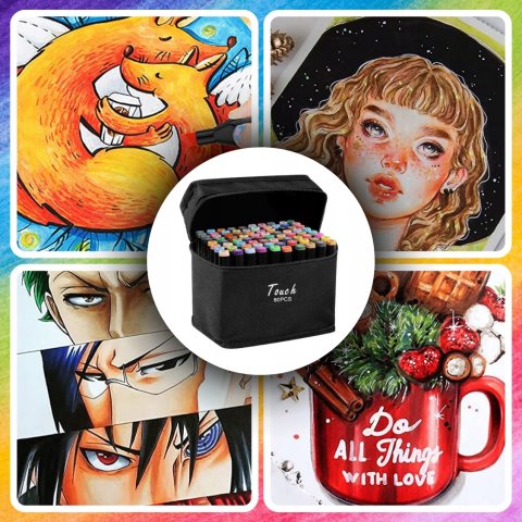 Ale Hity | MARKERY ALKOHOLOWE 80 SZT Flamastry Mazaki Pisaki Dwustronne Pro + TORBA