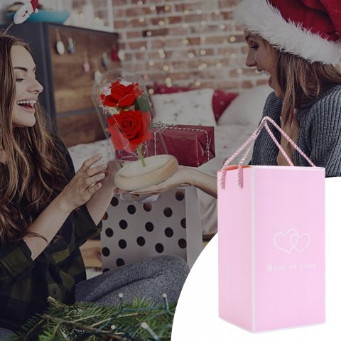 Ale Hity | WIECZNA RÓŻA W SZKLE ŚWIECĄCA LED PREZENT PUDEŁKO NA ŚWIĘTA JAK PRAWDZIWA