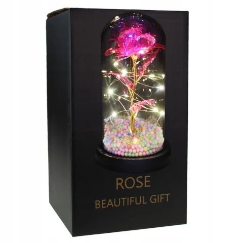 Ale Hity | WIECZNA RÓŻA W SZKLE LED ŚWIECĄCA WALENTYNKI PUDEŁKO PREZENT DZIEŃ KOBIET