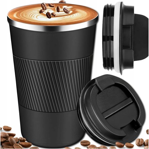 KUBEK TERMICZNY USTNIK TERMOS na herbatę kawę DO SAMOCHODU ANTYPOŚLIZGOWY, Maksymalne utrzymanie ciepła do 12 h