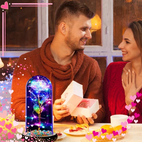 Ale Hity | WIECZNA RÓŻA W SZKLE ŚWIECĄCA LED PREZENT NA WALENTYNKI DZIEŃ KOBIET MAMY