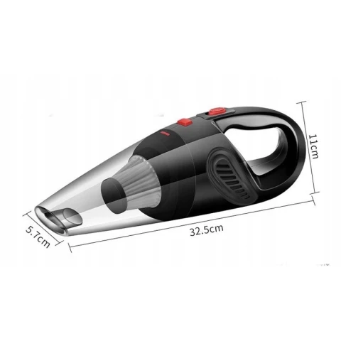 Mocny Odkurzacz Samochodowy Ręczny 120W Mocny Filtr Bezworkowy + Kabel 5m, Szerokość produktu 5.7 cm
