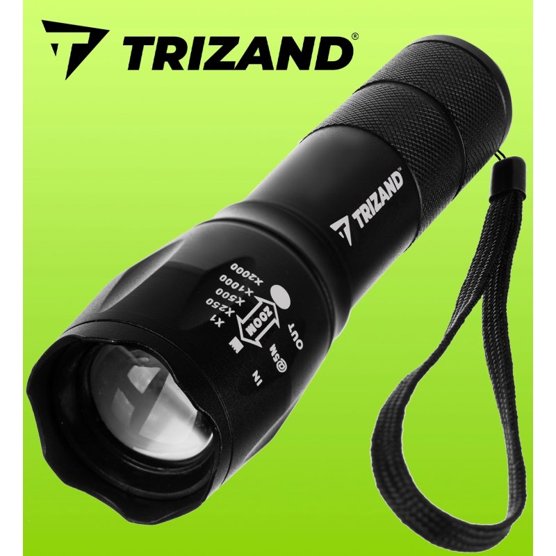 Latarka Taktyczna LED Cree Mocna T6 ZOOM USB Etui, Model T6 Wojskowa Aluminiowa Ładowana z USB