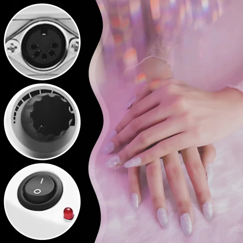 FREZARKA DO PAZNOKCI MANICURE PEDICURE MOCNA 65W ZESTAW FREZY CERAMICZNE, Typ frezów ceramiczne | diamentowe