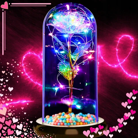 Ale Hity | WIECZNA RÓŻA W SZKLE ŚWIECĄCA LED PREZENT NA WALENTYNKI DZIEŃ KOBIET MAMY