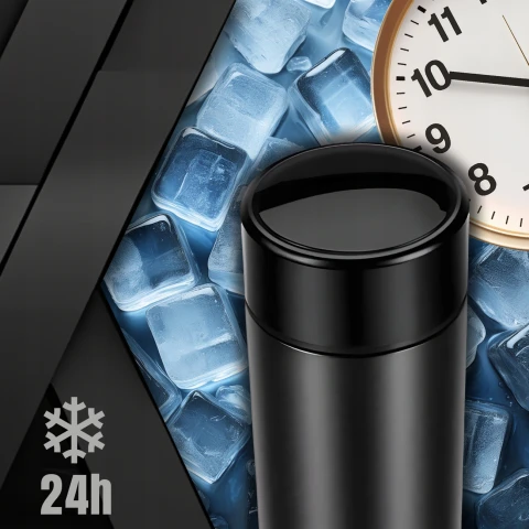 KUBEK TERMICZNY TERMOS BIDON NA KAWĘ HERBATĘ LED 500ML DUŻY SZCZELNY SMART, Materiał stal nierdzewna