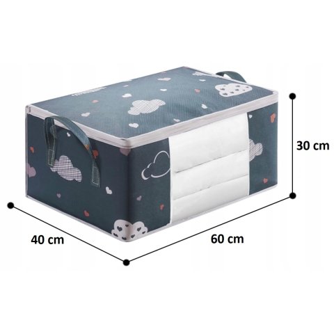 DUŻY ORGANIZER POJEMNIK POKROWIEC Na UBRANIA POŚCIEL KOŁDRĘ KOCE XXL 72L, Szerokość 60 cm