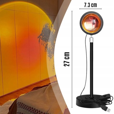 LAMPA ZACHÓD SŁOŃCA WSCHÓD IMITUJACA SŁOŃCE LAMPKA SUNSET LAMP PROJEKTOR, Stan opakowania oryginalne