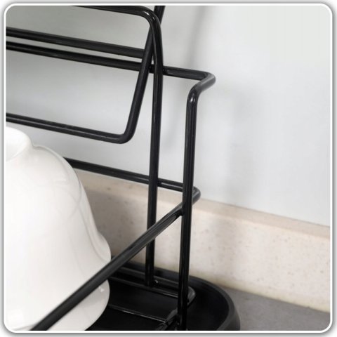 SUSZARKA DO NACZYŃ DWUPOZIOMOWA OCIEKACZ TALERZE + POJEMNIK NA SZCZTUĆCE, Długość 43 cm