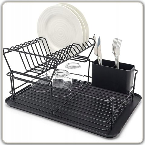 SUSZARKA DO NACZYŃ DWUPOZIOMOWA OCIEKACZ TALERZE + POJEMNIK NA SZCZTUĆCE, Waga produktu z opakowaniem jednostkowym 1 kg