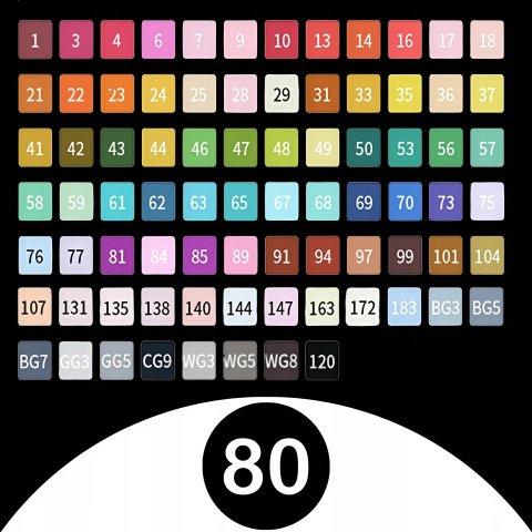 MARKERY ALKOHOLOWE 80 SZT Flamastry Mazaki Pisaki Dwustronne Pro + TORBA, Rodzaj promarkery