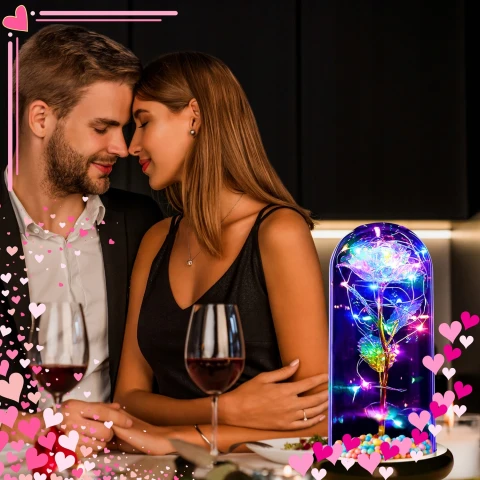 Ale Hity | WIECZNA RÓŻA W SZKLE ŚWIECĄCA LED PREZENT NA WALENTYNKI DZIEŃ KOBIET MAMY