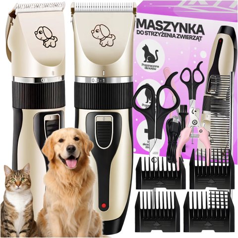 MASZYNKA DO STRZYŻENIA PSÓW PSA KOTA ZWIERZĄT GOLARKA ZESTAW 4 NASADKI